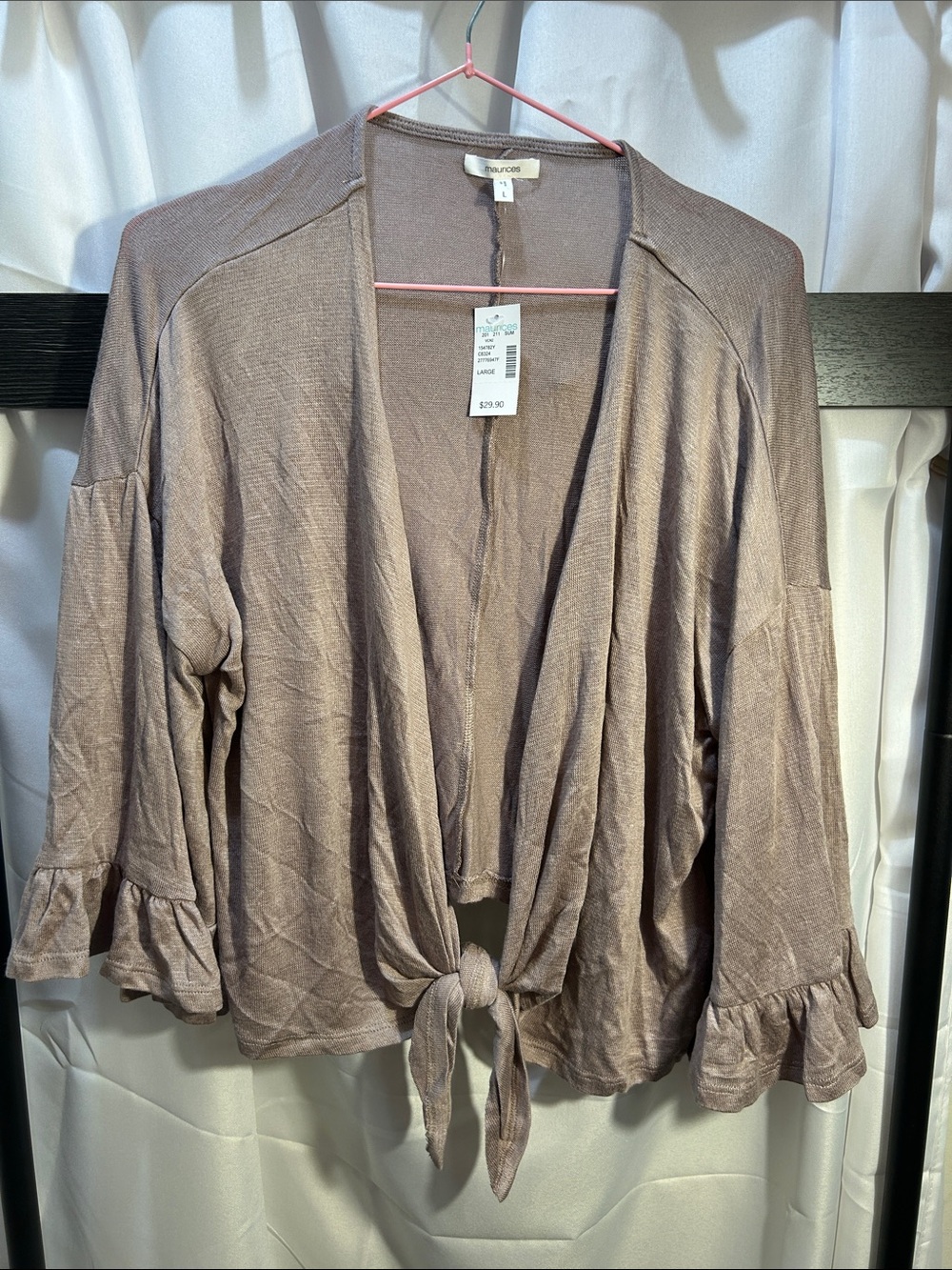 Taupe Tie-Front Cardigan